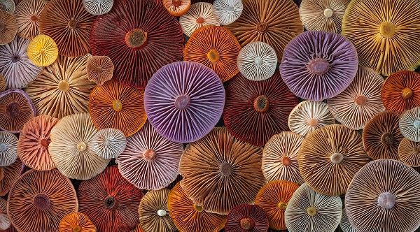 Washington State-Seabeck Panoramic montage of mushrooms